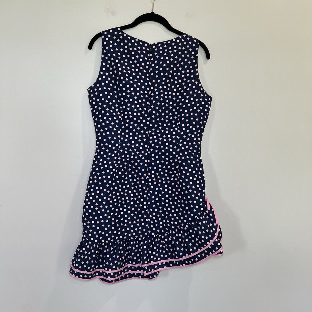 Red Valentino Navy And Pink Polka Dot Ruffled Dress